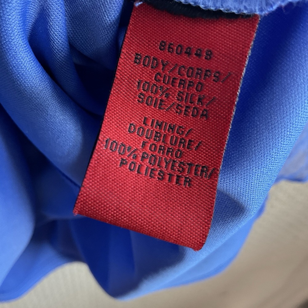 JC Collections Blue 100% Silk Chiffon Mini‎ Dress Women's Size 16 Wedding Party - Picture 10 of 15